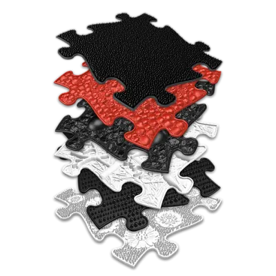 Covoras ortopedic senzorial puzzle Set Rosu si Negru pentru bebelusi Muffik