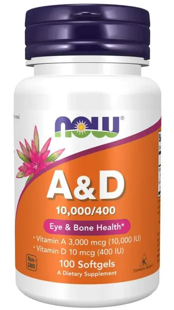 Vitamin A & D 10000/400 IU, 100 capsule, Now
