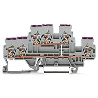 3-conductor, double-deck terminal block; 6-conductor through terminal block; L; internal commoning; conductor entry with violet marking; for DIN-rail 35 x 15 and 35 x 7.5; 2.5 mm²; CAGE CLAMP®; 2,50 mm²; gray