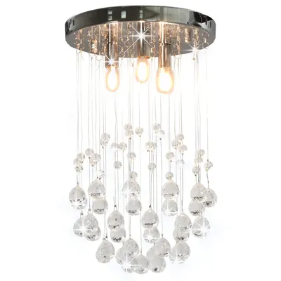 vidaXL Lustră cu mărgele de cristal, argintiu, sferă, 3 x bec G9