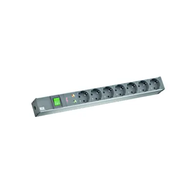 PDU19'' 7xSchuko, 2 m fisa Schuko, AL- Negru, intr.,prot.