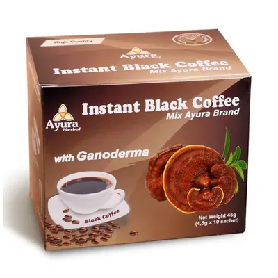 Cafea neagra cu ganoderma, Instant Black Coffee Mix, 4.5g * 10 plicuri, Ayura Herbal