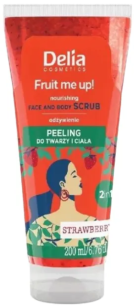 Delia Fruit Me Up! Scrub pentru față și corp, căpșuni, 200 ml