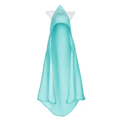 Prosop din bumbac terry pentru copii Bocioland Aqua Cat 80x80 cm,gluga brodata,urechi decorative