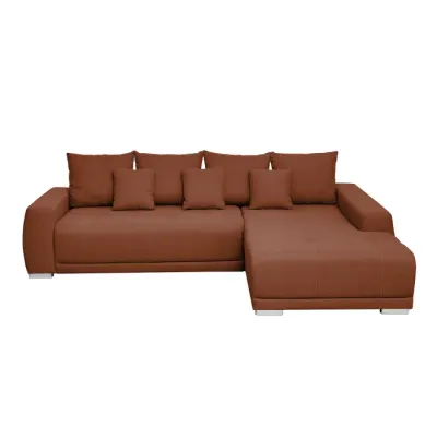 Coltar MARIBO L extensibil, cu arcuri si lada depozitare, colt dreapta, ruginiu, 282x205x92 cm