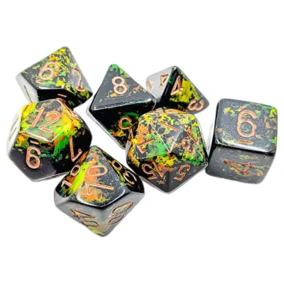 Set 7 Zaruri Chessex Brush Polyhedral - Deep Forest/Auriu