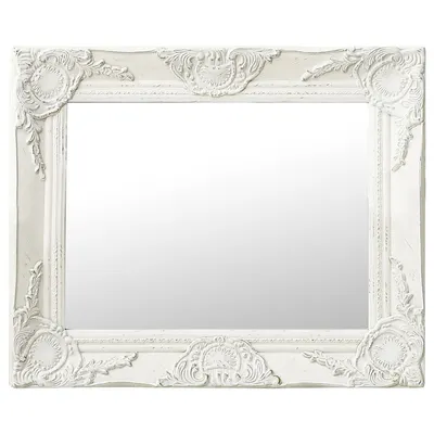 vidaXL Oglindă de perete în stil baroc, alb, 50 x 40 cm