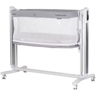 Leagan electric si patut pentru copii Chipolino Ultima cu laterala culisanta grey