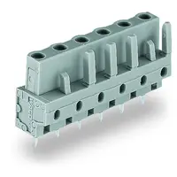THT female header; 0.6 x 1.0 mm solder pin; straight; Pin spacing 7.5 mm; 6-pole; gray