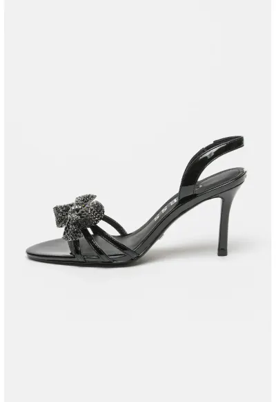 Sandale slingback cu strasuri - Negru