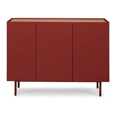 Comodă roșie joasă cu aspect de lemn de stejar 110x85 cm Arista – Teulat
