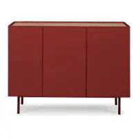 Comodă roșie joasă cu aspect de lemn de stejar 110x85 cm Arista – Teulat