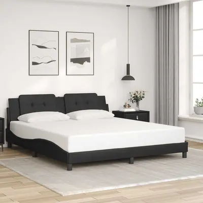 vidaXL Cadru de pat fără saltea, Zadar, negru, 180x200 cm, piele ecologică