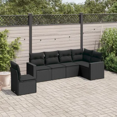 Gossi set mobilier de gradina cu perne, 6 piese, negru, poliratan