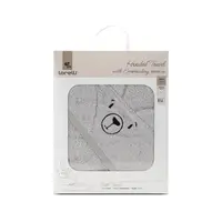 Prosop de baie cu gluga si broderie 90 x 90 cm din bumbac 0 luni+ Soft Grey