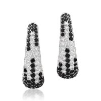 Cercei din aur alb cu diamante negre si diamante transparente de 1.27ct