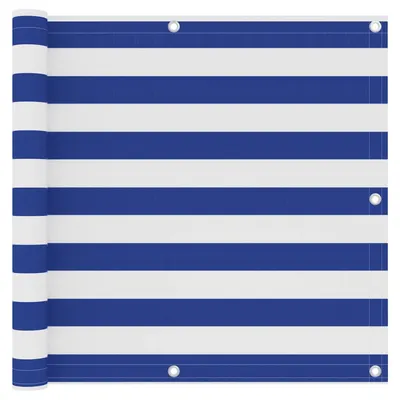 Gossi paravan de balcon, alb si albastru, 90x500 cm, tesatura oxford