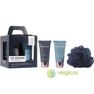 Set Cadou Relax&Refresh Fine Grooming pentru Barbati (Gel de Dus, Sampon pentru Par si Barba, Burete Exfoliant Corp)