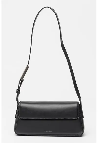 Geanta crossbody din piele ecologica cu clapa - Negru