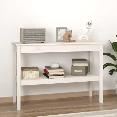 vidaXL Masă consolă, alb, 110x40x75 cm, lemn masiv de pin