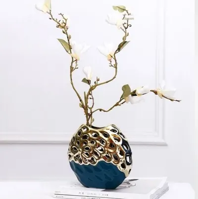 Vază ceramică Morello - Green & Gold, 20 х 19 х 7.5 cm