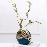 Vază ceramică Morello - Green & Gold, 20 х 19 х 7.5 cm