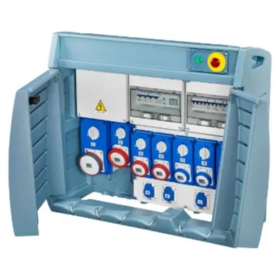 Organizator Q-Box 6 - With Terminal Block - Wired - 4 German Standard Socket -Outlet 16a + 3 2p+e 16 a + 2 3p+e 16a + 1 3p+n+e 16 a + 1 3p+n+e 63a - Ip55
