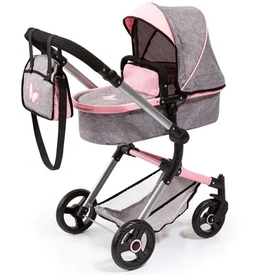 Carucior pentru papusi Bayer Neo Vario Gri cu Roz