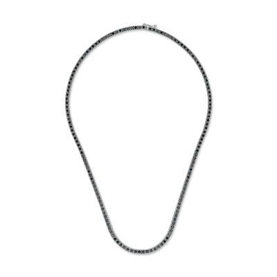 Colier tennis din aur alb-negru cu diamante negre de 3ct