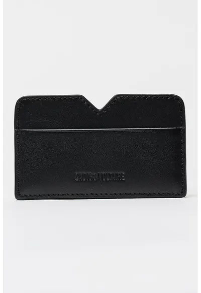 Portcart de piele cu logo discret - Negru