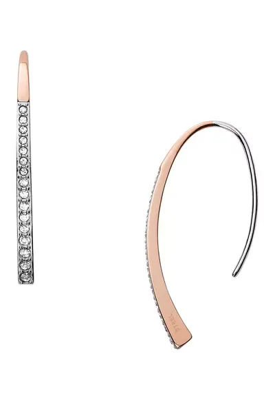 Cercei crop de otel inoxidabil cu cristale - Auriu rose/ Argintiu