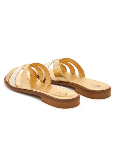 Papuci unisex - piele naturala - auriu