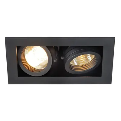 Spot incastrat, KADUX Ceiling lights GU10, black double-headed, QPAR51, rectangular, matt black, max. 100W, incl. clip springs