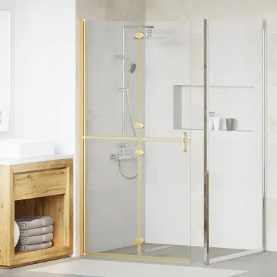 vidaXL Perete de duș Walk-In Auriu 100 x 6,5 x 190 cm