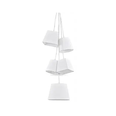 Pendul Hats Modern, 6 becuri, dulie E27, D:400 mm, H:1100/1250 mm, Alb