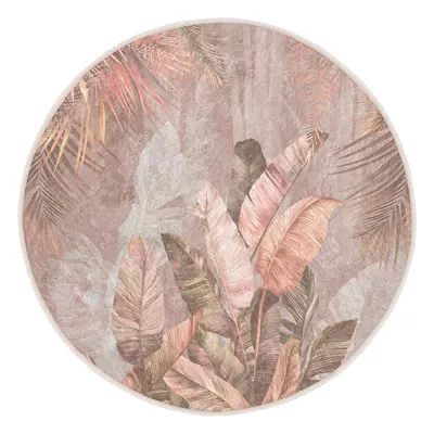 Covor roz deschis lavabil rotund ø 150 cm Dusty Leaves – Mila Home