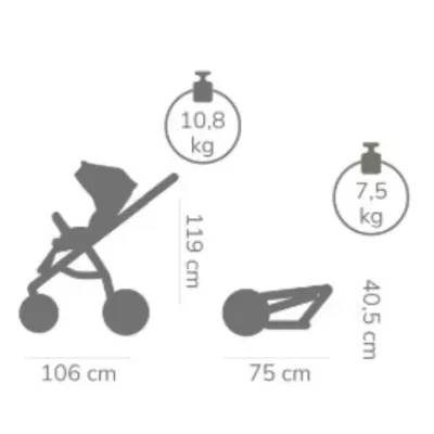 Carucior 2 in 1 Tutis Mio 3+ Olive 025 din piele, sezut reversibil, amortizoare duble, maner reglabil, accesorii incluse