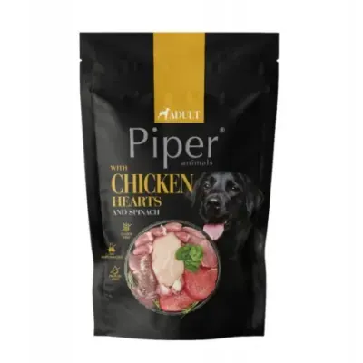 Hrana umeda pentru caini Piper Adult cu inimi de pui spanac 500 gr