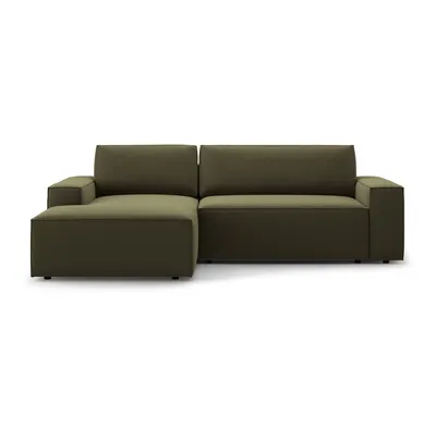 Colțar verde extensibil/cu spațiu de depozitare cu tapițerie din catifea (cu colț pe partea stângă /cu șezlong) Jodie – Micadoni