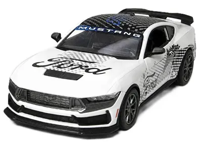 Mașinuță metalică Kinsmart Livery Edition - 2024 Ford Mustang Dark Horse, 1:38, alb