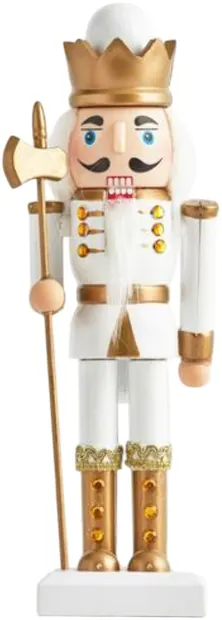 Figurină decorativă Eurolamp - Spargător de nuci, auriu - alb, 25.5 cm