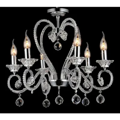 Candelabru Diamant Crystal Amore,6 becuri dulie E14, 230V,D.58cm, H.52 cm,Nichel
