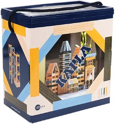 Constructor din lemn Kapla - 120 piese , cutie albastră