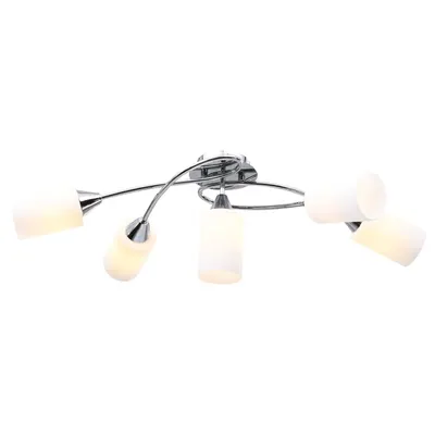 Gossi lustra cu abajururi din ceramica, 5 becuri e14, alb, con