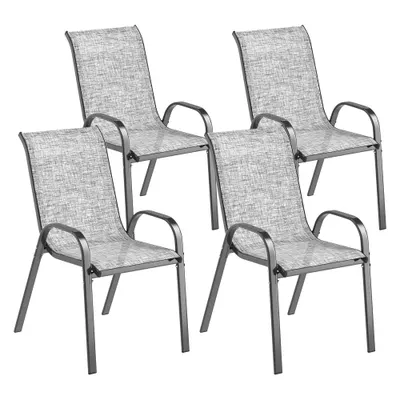 Outsunny Set de 4 Scaune Suprapozabile cu Spătar Înalt și șezut din Plasă, 54x71x93 cm, Negru | Aosom Romania