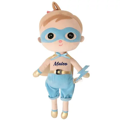 Papusa personalizata de plus Super Boy cu Pelerina (XL)