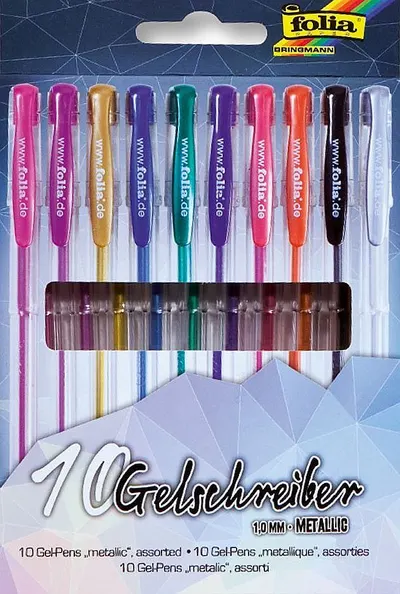 Set pixuri cu gel Folia - 10 culori, metalic