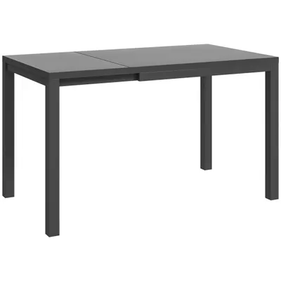 Outsunny Masă de Grădină Extensibilă de 85/125x70x73 cm, Masă de Dining pentru 4-6 Persoane din Aluminiu cu Blat din Sticlă, Pentru Patio, Terasă, Balcon, Exterior, Gri Închis | Aosom Romania
