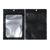 Pungi aluminiu cu fereastră și agățătoare - negru (set 100 buc) - 9x16cm