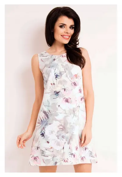Rochie de vara trapez pe bretele - - Alb floral